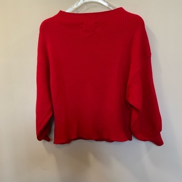 Line & Dot Red Mock Neck Ribbed Knit Sweater Size Large - Picture 4 of 7